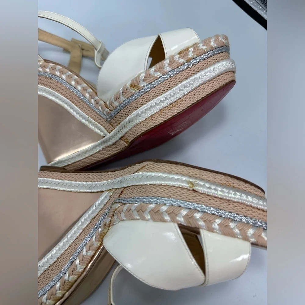 Christian Louboutin Marina Liege 140mm Espadrille Wedge sandals size 11